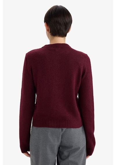 Defacto Regular Fit Bisiklet Yaka Basic Düz Düğmeli Soft Touch Yumuşak Triko Hırka E3654ax25wnbr467 Bordo