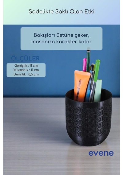 Kalemlik Masa Kalemliği Organizer Kalemlik Siyah Renk Model 77 Çok Renkli