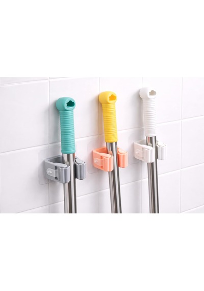 4 Lü Set Kendinden Yapışkanlı Mop Ve Süpürge Tutucu Delmeden Duvar Organizeri, Güçlü Yapışkanlı Banyo Ve Mutfak Sopa Tutucu, Kaymaz Silikon Tutucu Duvar Askısı Aahşap