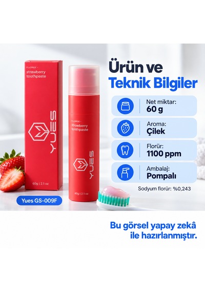 Yues Çilek Aromalı Florürlü Pompalı Diş Macunu 60 G Gs-009f Beyazlatma