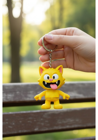 Çılgın Kedi Figürlü Hareketli Anahtarlık