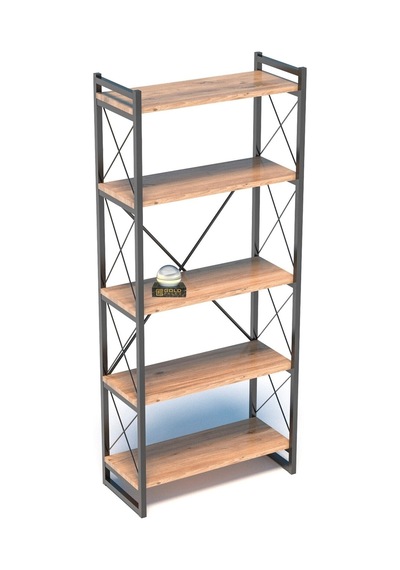 5 Raflı Metal Kitaplık Ceviz 180 Cm Çok Renkli