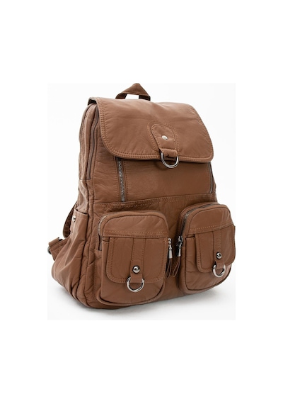 571 Collections Yıkanmış Deri Sırt Çantası Taba Model: 571-11-11e - Taba