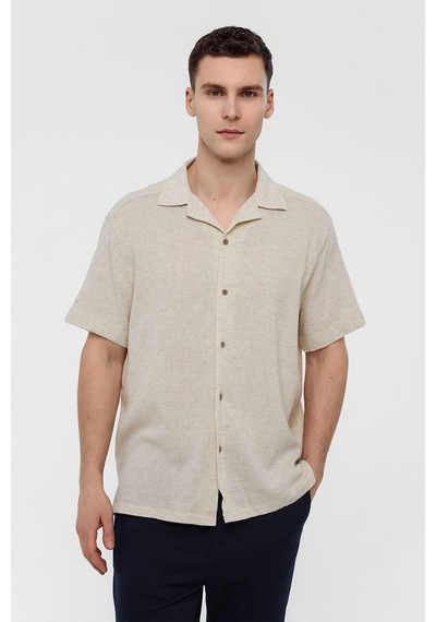 Backandbond Natural Relaxed Fit Küba Yaka Kısa Kollu Gömlek