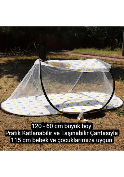 Katlanabilir Bebek Cibinlik Tül Sineklik Haşere Koruyucu Çantalı Bebek Gölgelik Çadırı 120-60 Cm