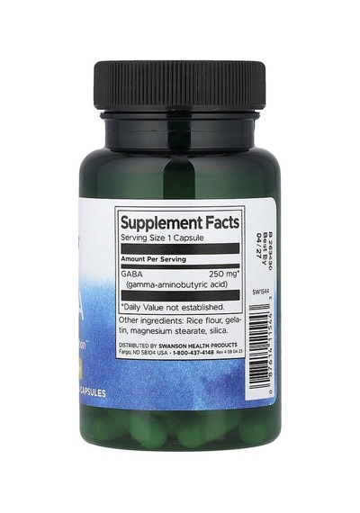 Swanson Vitamins, Gaba, 250 Mg, 60 Capsules