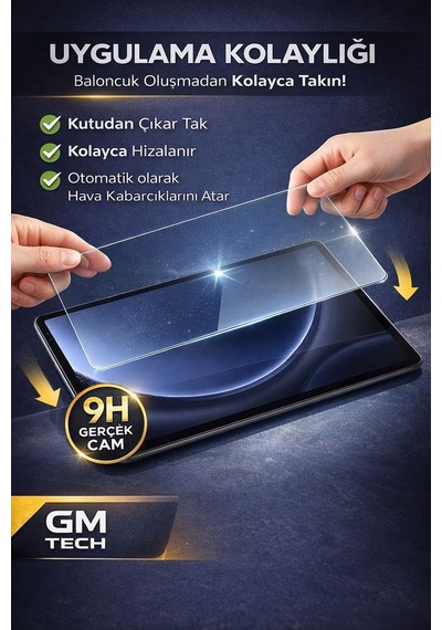 Samsung Tab S9 Fe Plus + Için Tamperli Ekran Koruyucu Kalemle Uyumlu Kırılmaz Cam