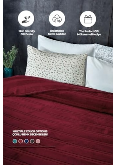 Mayer Supersoft Yumuşak Tek Kişilik Battaniye 150x230 Cm Kırmızı Açık Bej