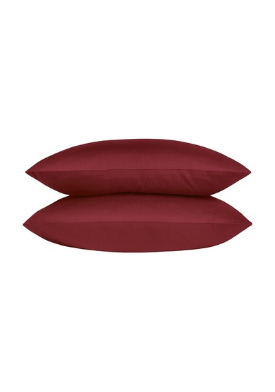 Linestyle 2'li Yastık Kılıfı %100 Pamuk Saten Bordo