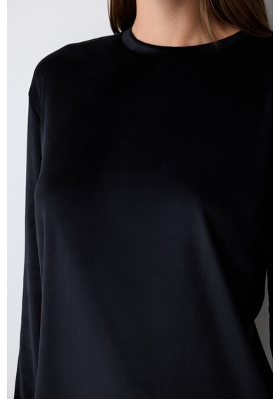 Penti Black Fuzzy Solid Siyah Sweatshirt Siyah Siyah