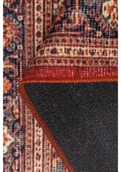 Artloop Folk Kırmızı Vintage Etnik Madalyonlu Klasik Desenli Dokuma Tabanlı Şönil Halı Al 620
