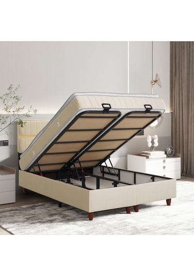 Çift Kişilik Stil Krem Yatak Baza Başlık Seti 3 Ü Bir Arada Konuma Özel Teslimat 140 x 200 CM