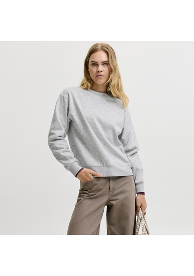 Jack & Jones Kadin Gögüs Logolu Sweatshirt - Abbie - 12223962 Light Grey Melange Jack & Jones Kadin Gögüs Logolu Sweatshirt - Abbie - 12223962 Light Grey Melange