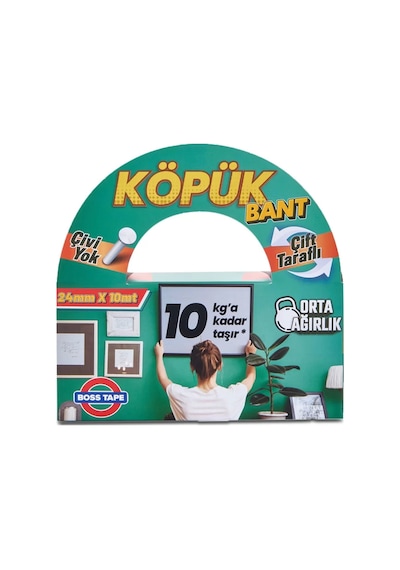 Boss Tape 2695 Çift Taraflı Köpük Bant 24mmx10m Orta Ağırlık 10kg
