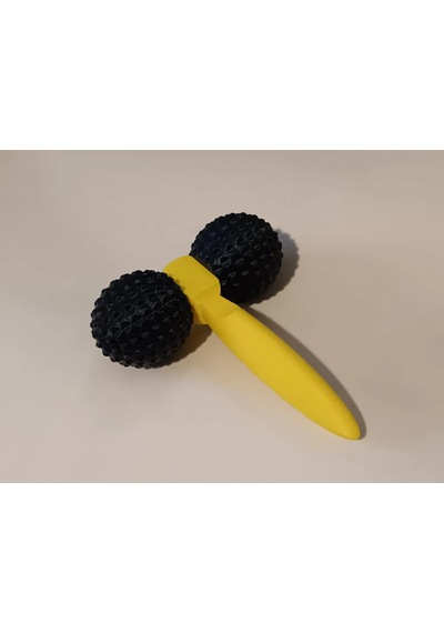 3d Baskı Çift Toplu Masaj Aleti Dikenli Toplu Ergonomik Saplı Kol Ve Bacak Masaj Aparatı Sarı Siyah