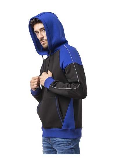 Cipo & Baxx Erkek Kapüşonlu Renk Bloklu Sweatshirt Cl591 Siyah