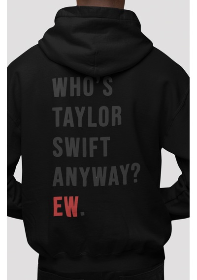 Sevbano Taylor Swift Şarkıcı Sırt Baskılı Unisex Oversize Penye Hoodie Siyah