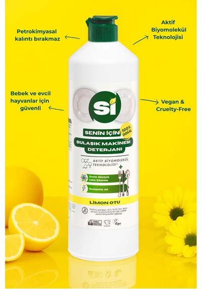 Si Senin İçin %100 Doğal Bulaşık Makinesi Deterjanı Limon Otu Yağlı 750 Ml.