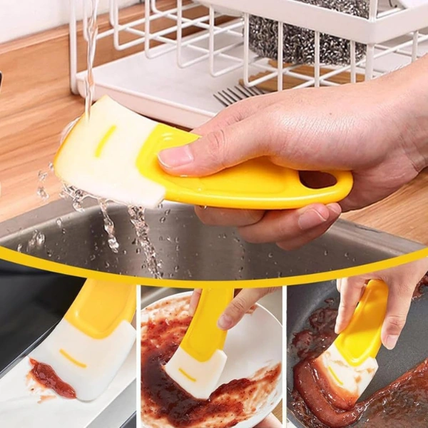 Silikon Uçlu Bulaşık Temizleme Kazıyıcı Spatula Çok Renkli