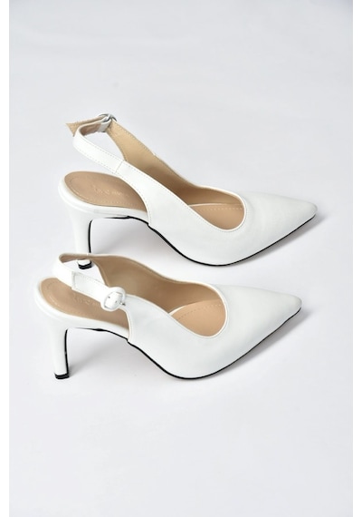 Fox Shoes Beyaz Sivri Burun Kadın Topuklu Ayakkabı K404910309