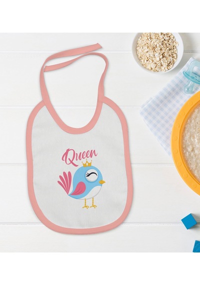 Bk Kids Queen Tasarımlı Pembe Bebek Mama Önlüğü Pembe