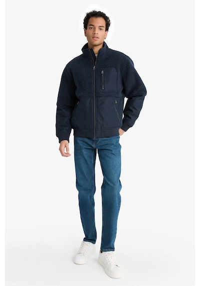 Defacto Regular Fit Triko Detaylı İç Cepli Pelüş Mont F5048ax25wnnv175 Lacivert-nv175