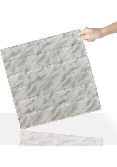 3 Boyutlu Duvar Paneli Kabartmalı Metro Dikdörtgen Desen Pvc 41x41 Cm/ 6 Adet /1 M² Mermer