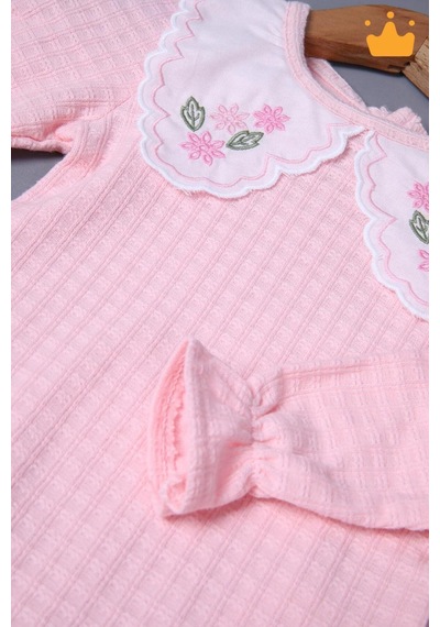 Babyhola 1-3 Yaş Kız Bebek Çocuk Çıtçıtlı Badi Pantolon Şık Alt Üst 2'li Takım Bayramlık 2327 Pembe