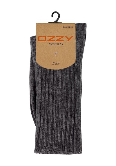 Ozzy Socks Kışlık Kadın Yünlü Antrasit Renk Uyku Çorabı Soft Touch Antrasit-füme