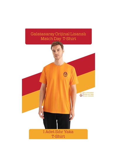Galatasaray Lisanslı Match Day T-shirt + Şal Kaşkol Set Ahşap Kutulu 106 Sarı