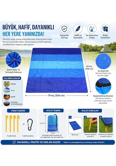 Ayrex Plaj Battaniyesi, Kum Geçirmez Plaj Paspası 200,6 Cm X 210,8 Cm / 2-8 Yetişkin İçin Su Geçirmez Hızlı Kuruy Diğer