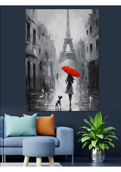 Ahşap Tablo Paris Eyfel Yağmurlu Manzara