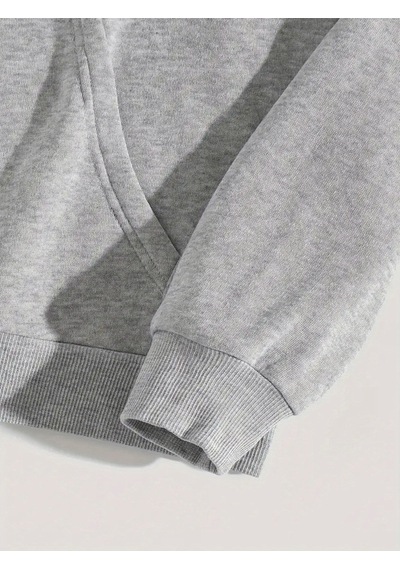 Uyguntarz Unisex Toji X Japon Baskılı Kapüşonlu Sweatshirt Gri