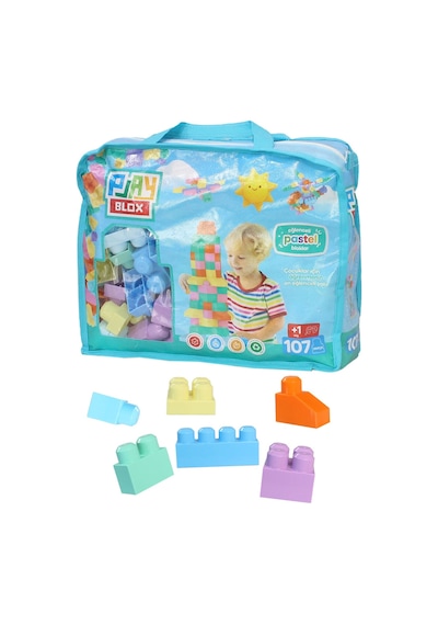 Play Blox 2977 Pastel Renkler Mega Blok Seti 107 Parça Mavi Çantalı