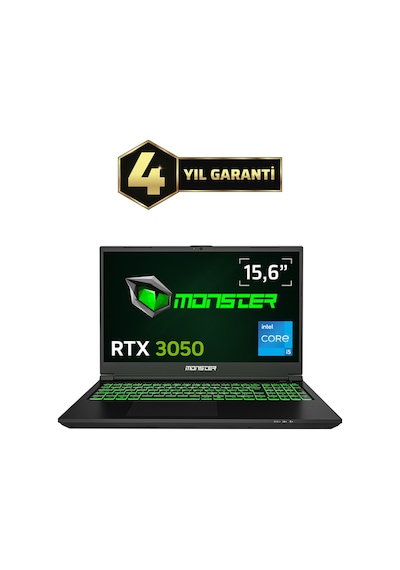 Monster Abra A5 V21.5.1 i5-12450H 16 GB 1 TB SSD RTX3050 15.6" W11H Dizüstü Bilgisayar