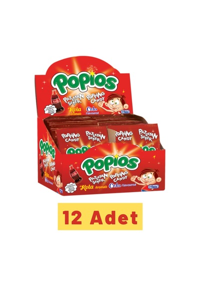 Hleks Patlayan Şeker Popios 4 gr 40 Adet Kolalı 12 Paket (Toplam