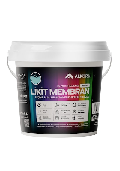 Alkoru 1 Kg Yeşil Likit Membran Renkli Reçine Esaslı
