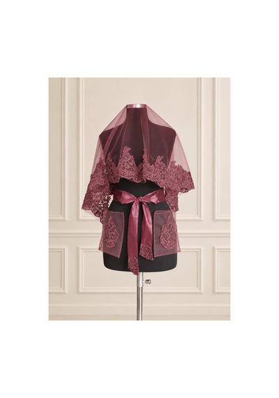 Bordo Boncuk Dantelli Gelin Örtüsü ,kına Örtüsü 6 Parça Bordo - 922507208