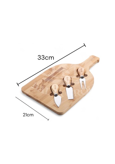 Bambu 4 Parça Peynir Sunum Tahtası Seti 33cm Bmb56 Sarı