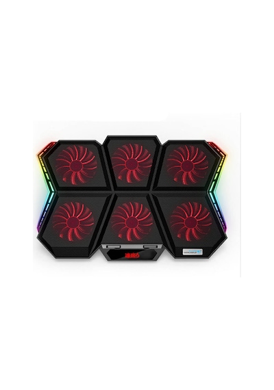 Rgb Led 6 Fanlı Notebook Soğutucu Fan Kontrollü 2 Usb 7 Kademeli