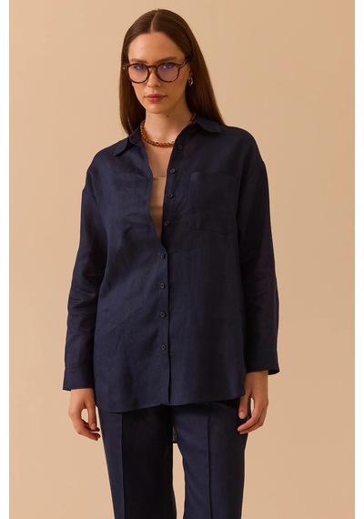Seçil Kadın Oversize Kesim Gömlek 0036 Lacivert