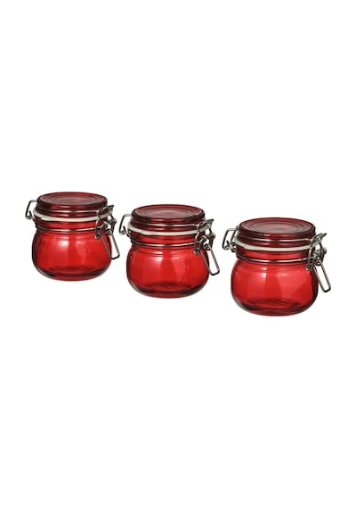 Vınterfınt Kapaklı Cam Kavanoz, Kırmızı, 13 Cl, 3 Adet Kırmızı