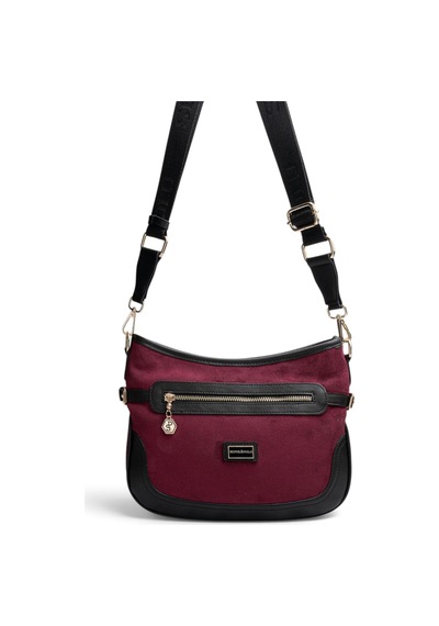 Silver & Polo Silver Polo Bordo - Siyah Süet Kadın Çapraz Çanta Sp1296