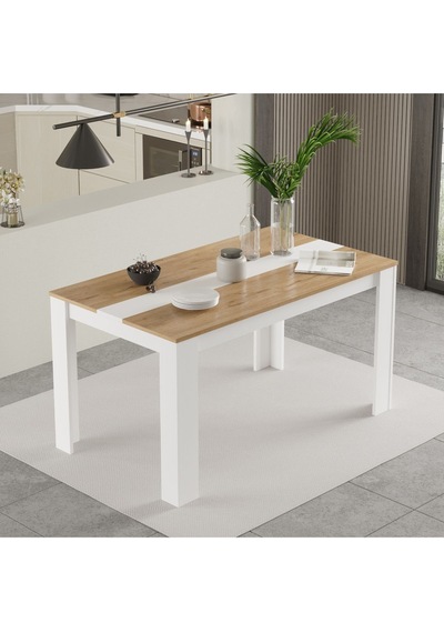 Aven Yemek Masası 140x80 Sepet-beyaz Ave22-sw Sepet Ceviz - Beyaz