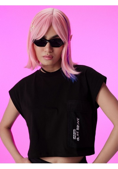 LOFT Loose Crop Kadın Tshirt K.kol Lf2034787 Q1.v1 Siyah