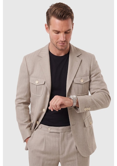 Rizzup Erkek Bej Safari Ceketli Slim Fit 2'li Takım Elbise Pileli Duble Paça Pantolon 2600723 Rizzup Erkek Bej Safari Ceketli Slim Fit 2'li Takım Elbise Pileli Duble Paça Pantolon 2600723