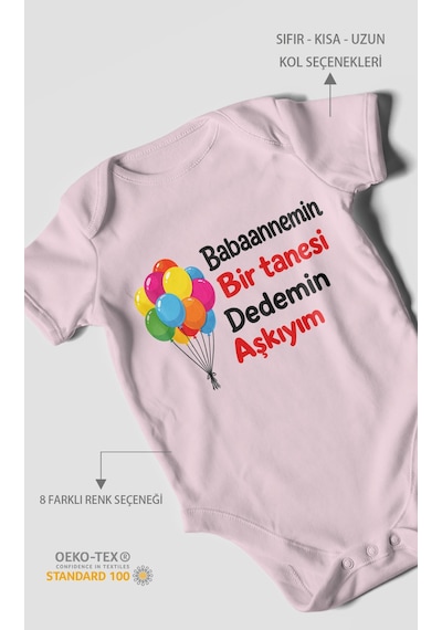 Morivokids Babaanneye Ve Dedeye Özel Kısa Kollu Bebek Body %100 Pamuk Zbn161-kk Bebe Pembe