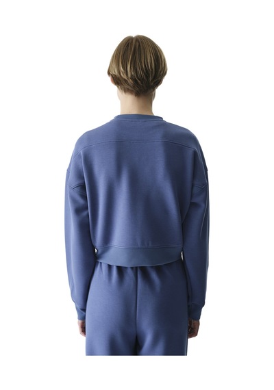 Penti Mavi İpeksi Dokunuş Silky Touch Kontrast Detaylı Bisiklet Yaka Sweatshirt