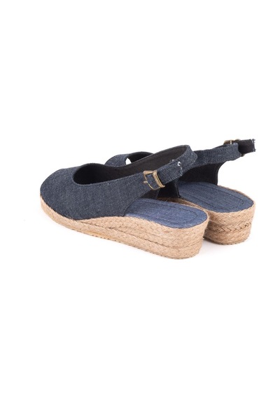 Star Tombis Gerçek Elişi Özel Imalat Elişi Günlük Rahat 3cm Bantlı Sandalet Handmade Mavi