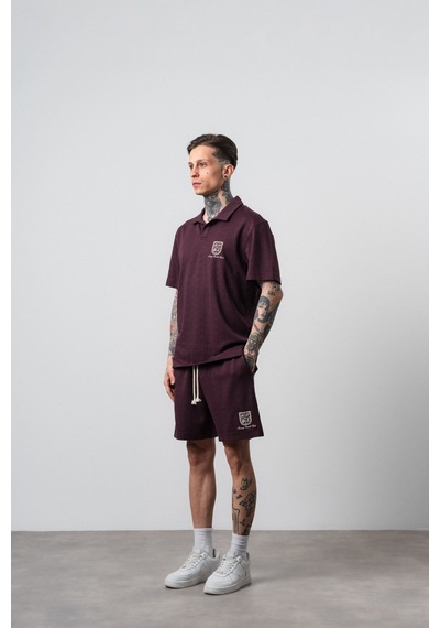 Erkek Rocket Club Yazılı Regular Fit T-shirt Şort Takım Bordo